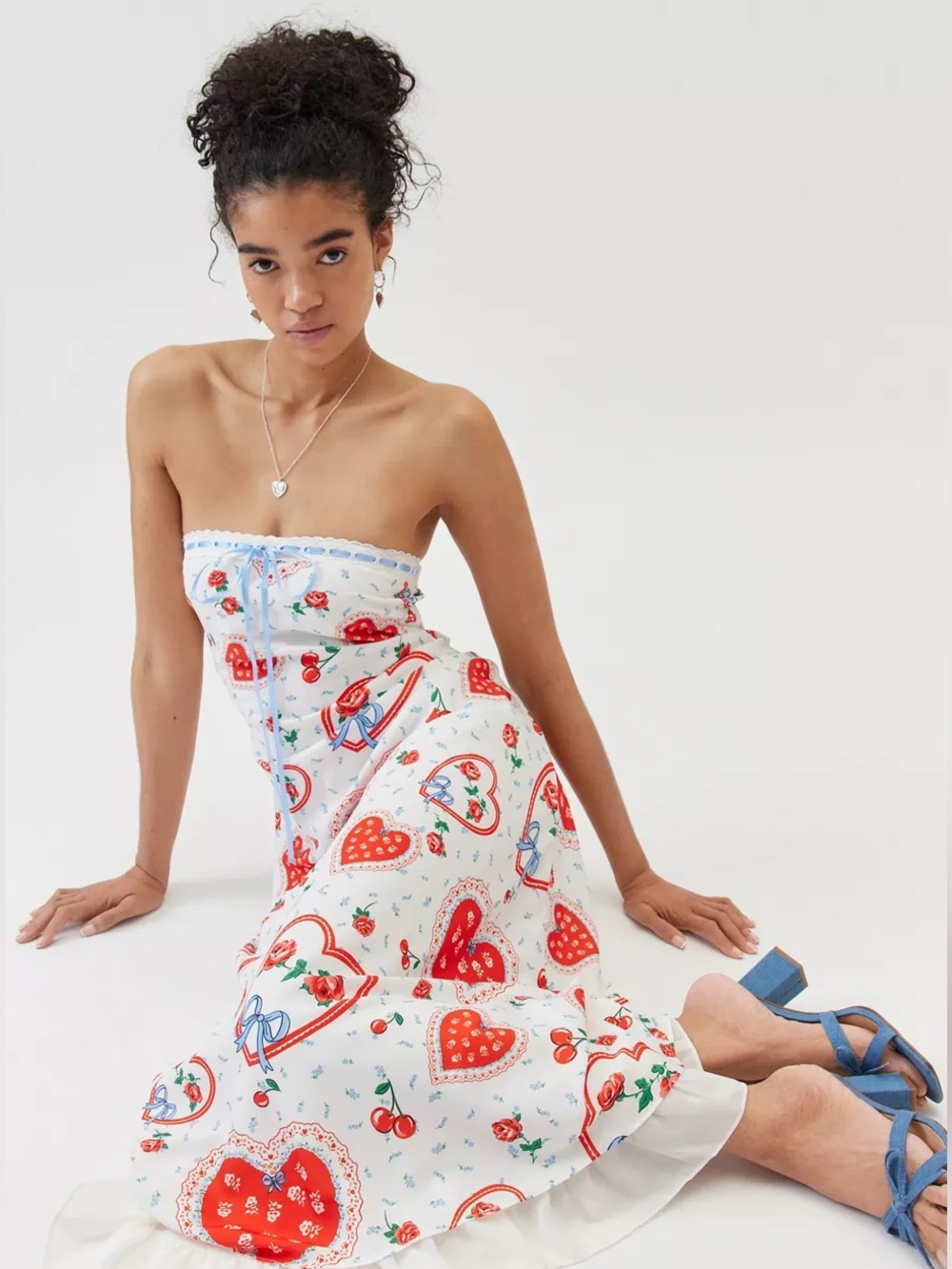 FOR LOVE & LEMONS Daisy Mae Italian Summer Valentine’s Day Strapless Midi Dress